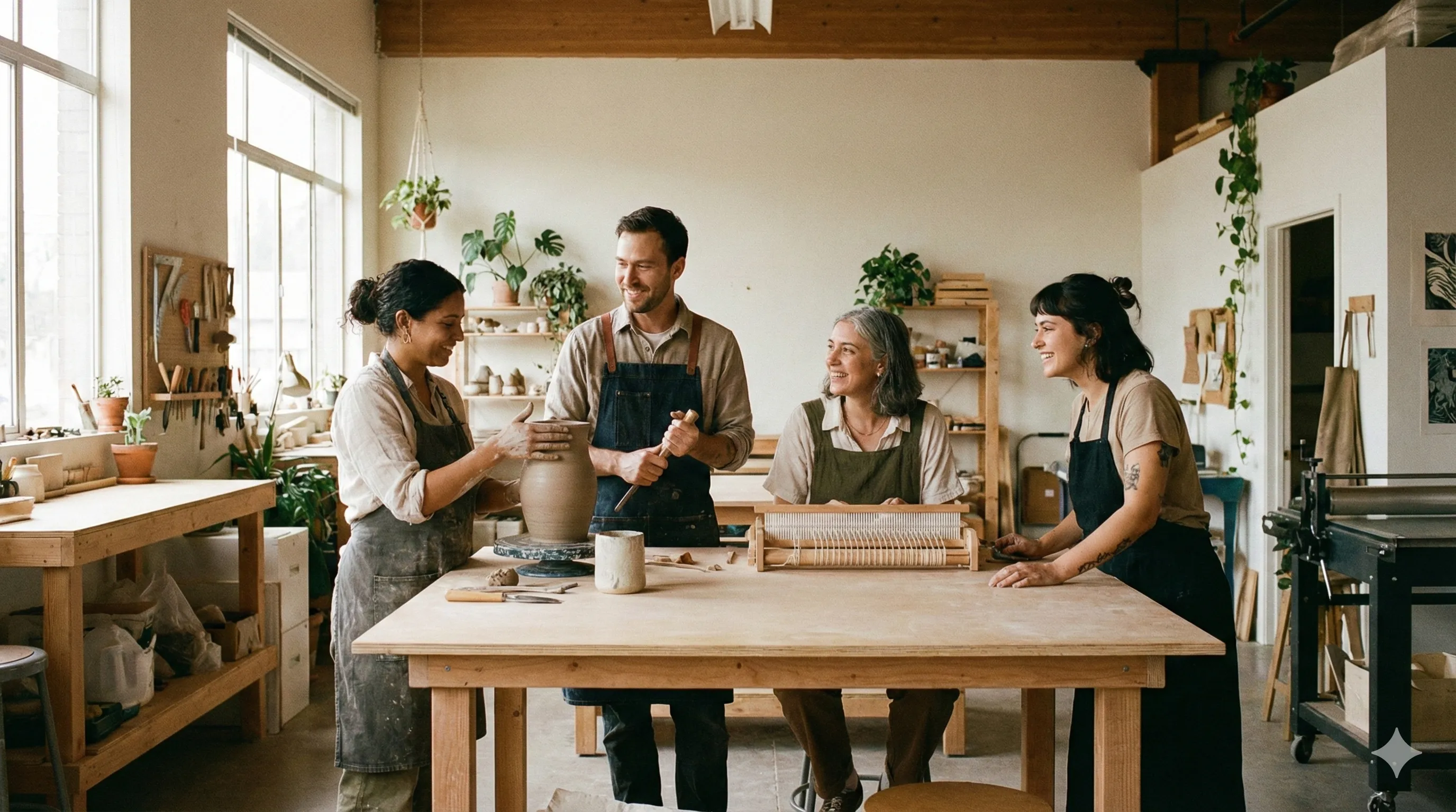 creators teaching and collaborating in a workshop